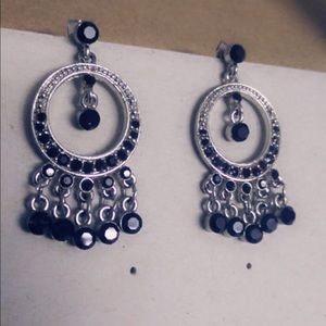 Silver with black beaded earrings